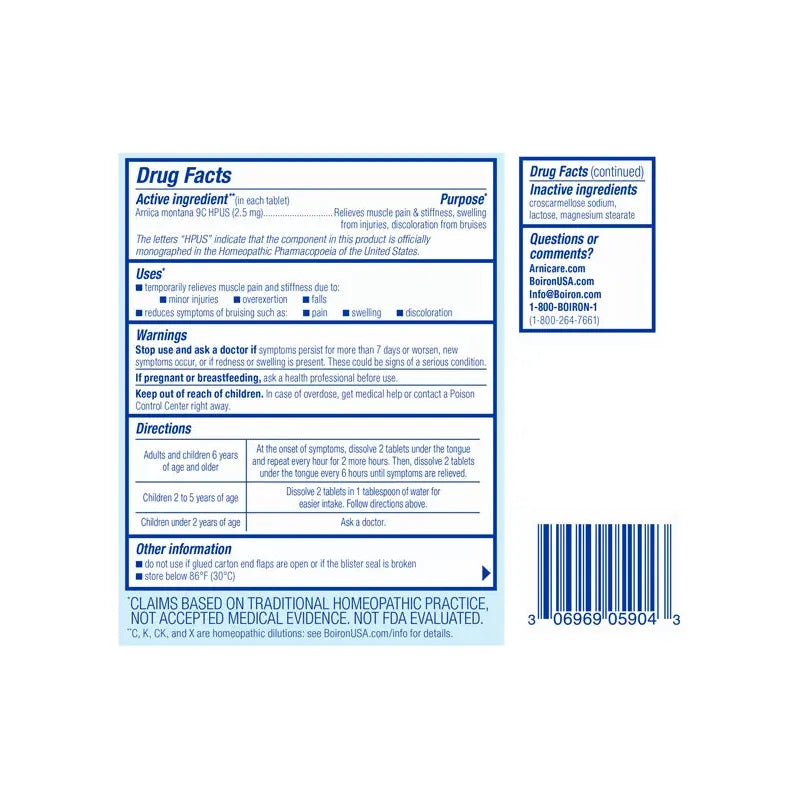 Boiron Arnicare Pain Relief Tablets, 60 Count Pain Relief Tablets Pasteur Pharmacy