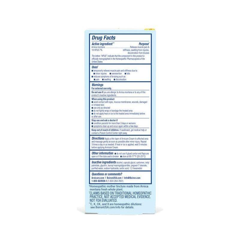 Boiron Arnica Cream 2.5 oz Pain Relief Cream Pasteur Pharmacy