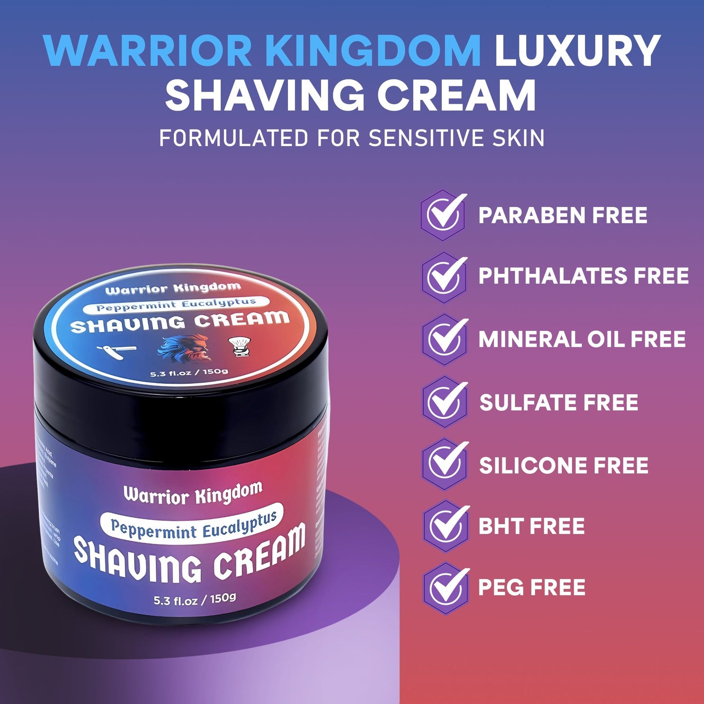 WhollyKaw Warrior Kingdom Luxury Shaving Cream - Peppermint Eucalyptus Shaving Cream Pasteur Pharmacy