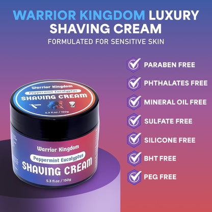 WhollyKaw Warrior Kingdom Luxury Shaving Cream - Peppermint Eucalyptus Shaving Cream Pasteur Pharmacy