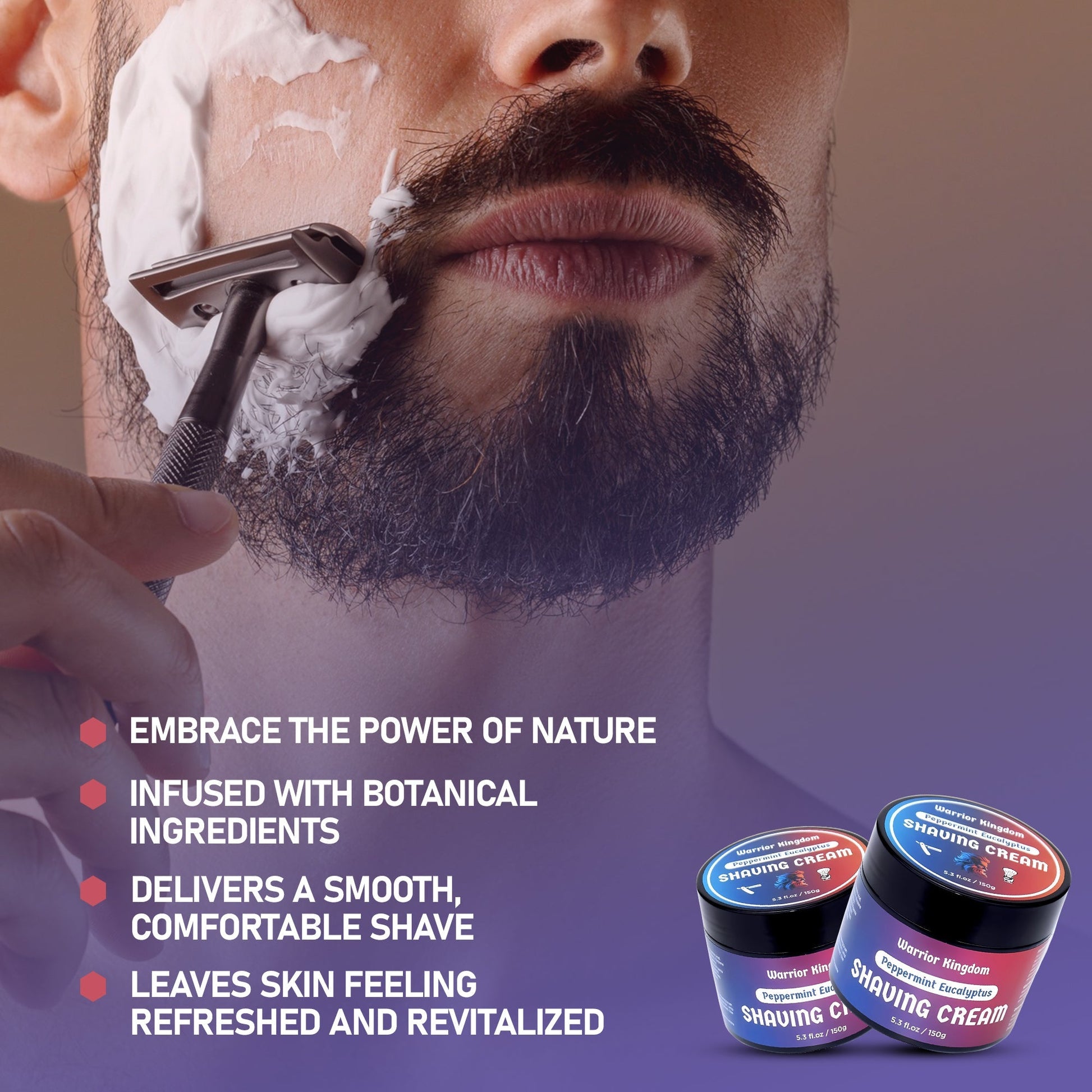 WhollyKaw Warrior Kingdom Luxury Shaving Cream - Peppermint Eucalyptus Shaving Cream Pasteur Pharmacy