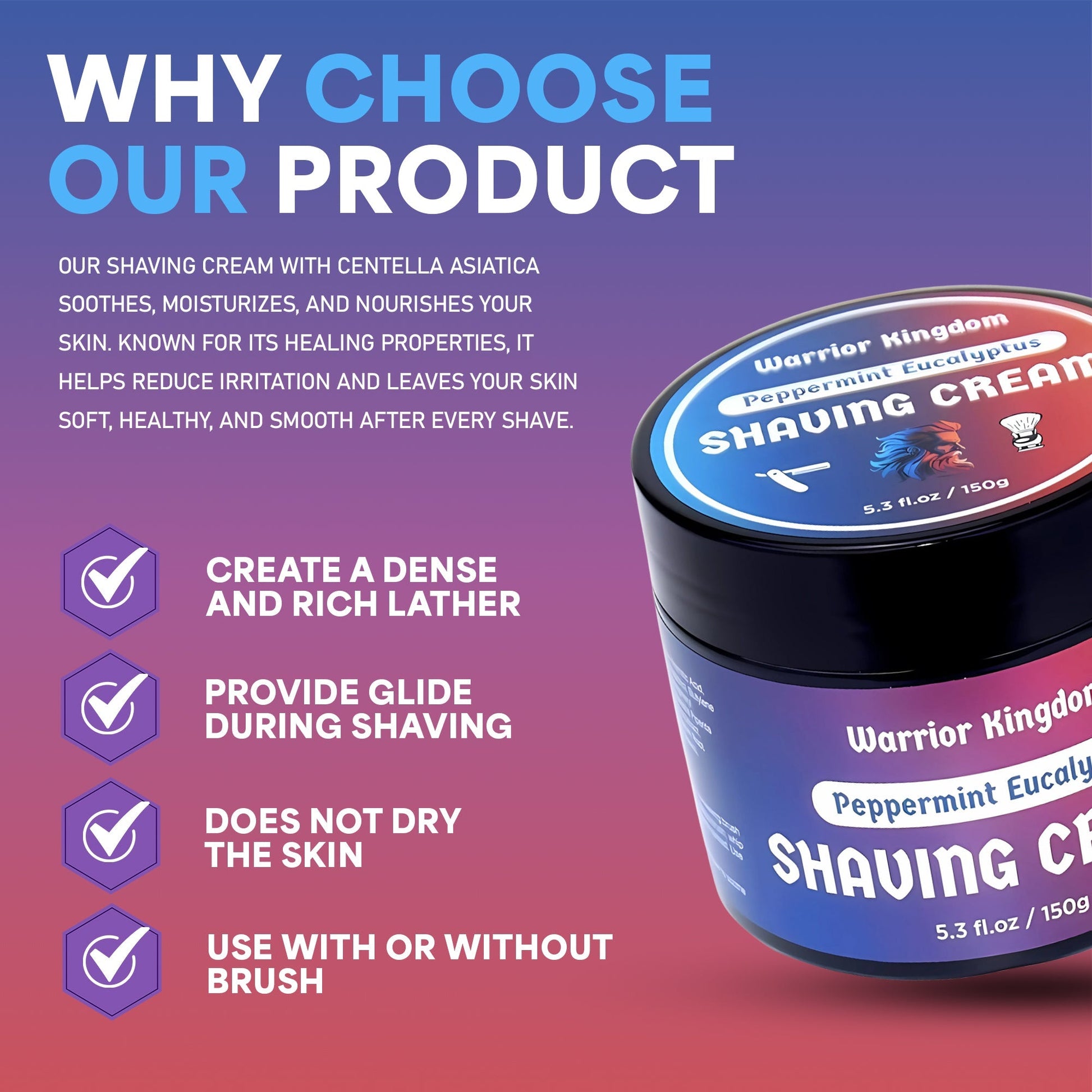 WhollyKaw Warrior Kingdom Luxury Shaving Cream - Peppermint Eucalyptus Shaving Cream Pasteur Pharmacy