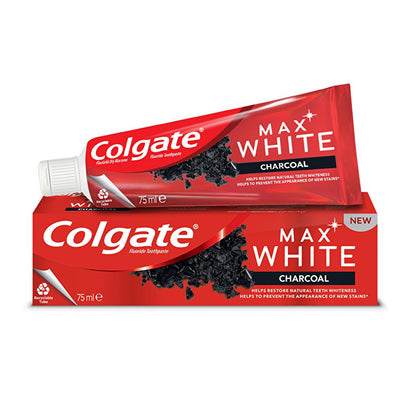 Dentifrice Colgate Max White au charbon : blanchit les dents et élimine les taches naturellement | Charbon actif pour un usage quotidien, 75 ml