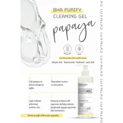 Skin401 BHA Purify Cleansing Gel: Gel limpiador para puntos negros, lavado facial vegano con ácido salicílico para piel grasa y propensa al acné - Limpieza profunda de poros y exfoliante