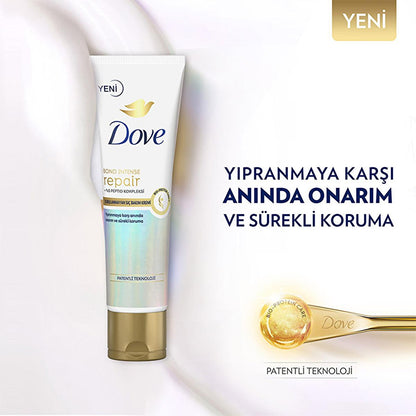 Après-shampoing sans rinçage Dove Bond Intense Repair : répare les dommages, complexe peptidique et protection thermique pour des cheveux soyeux et résistants