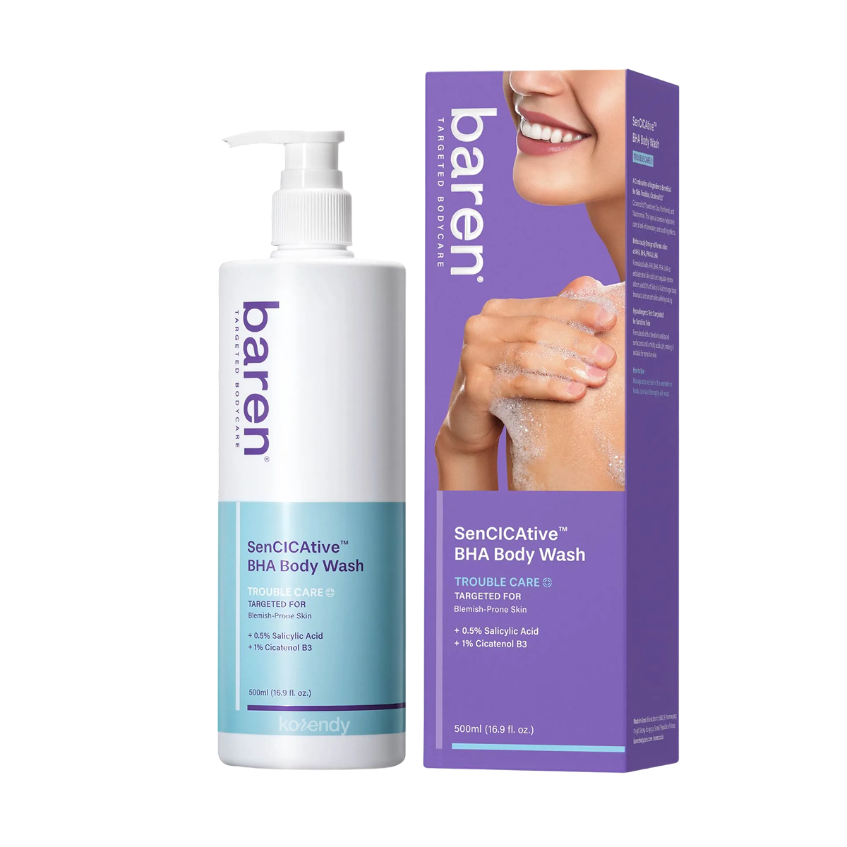 Gel Douche Purifiant Exfoliant Baren SenCICAtive BHA 500g