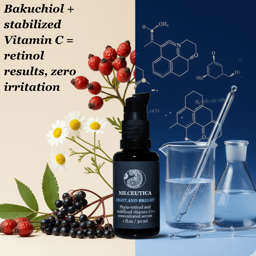 NILCEUTICA TIGHT AND BRIGHT, an Advanced Gentle Phyto-Retinol and Vitamin C Face Serum, 12 Innovative Technologies, 55% High-Performance Cosmeceuticals Anti-Aging Best Anti-aging Serum for Hyperpigmentation NILCEUTICA