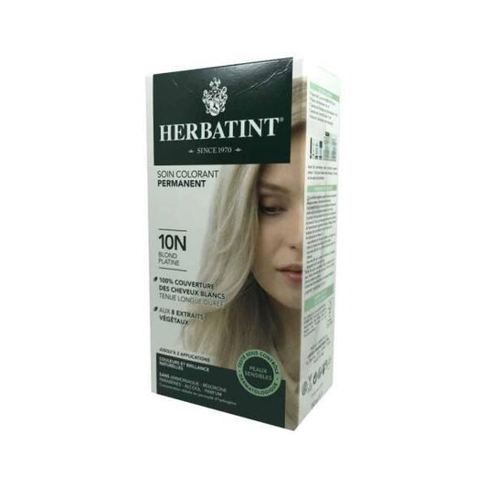 Coloration capillaire aux extraits végétaux Herbatint 10N Blond Platine - Blond Platine, sans ammoniaque, coloration naturelle pour cheveux