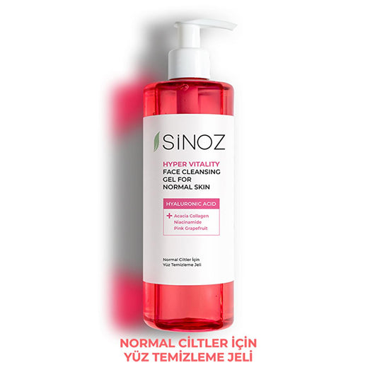 Limpiador facial hidratante Sinoz para piel normal: jabón facial diario suave con ácido hialurónico, pomelo rosado y colágeno de acacia - Ilumina e hidrata (400 ml)