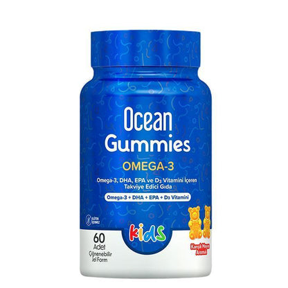 Ocean Gummies Omega 3 para niños: Deliciosas gomitas masticables para un desarrollo cerebral y visual saludable - 60 unidades