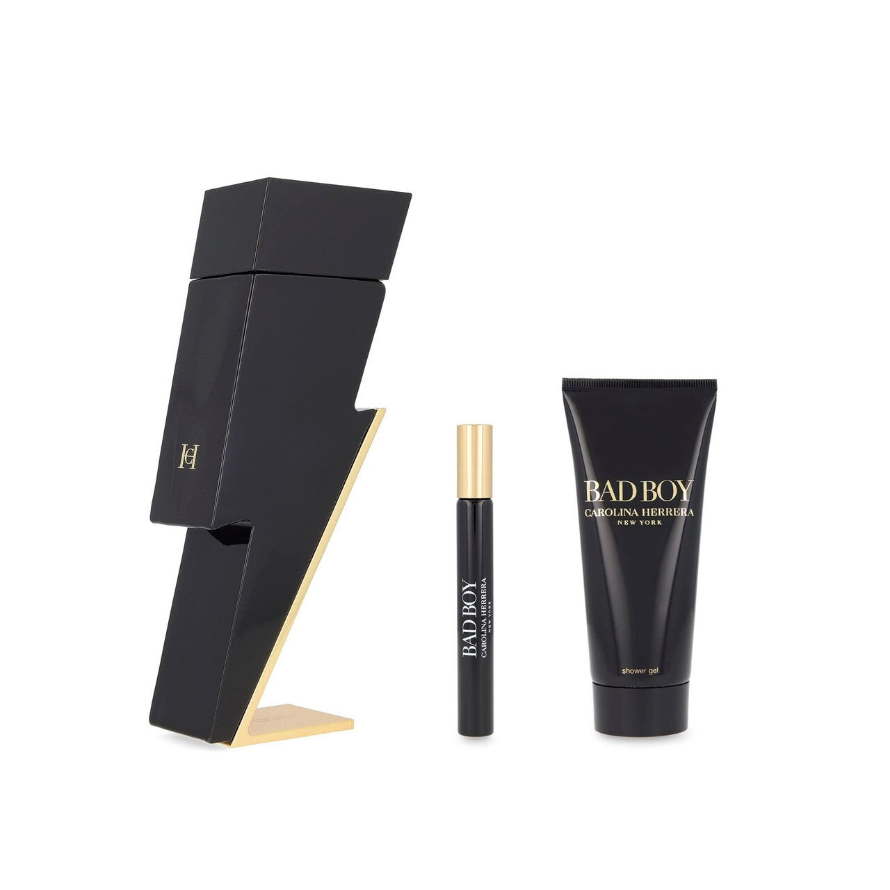 CAROLINA HERRERA BAD BOY 3 PCS SET: 3.4 EAU DE TOILETTE SPRAY + 0.34 EAU DE TOILETTE SPRAY + 3.4 SHOWER GEL MEN Fragrant Nest