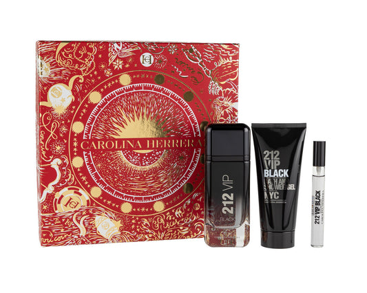 Carolina herrera 212 vip black 3 pcs set for men: 3.4 eau de parfum spray + 0.33 oz eau de parfum spray + 3.4 shower gel MEN Fragrant Nest