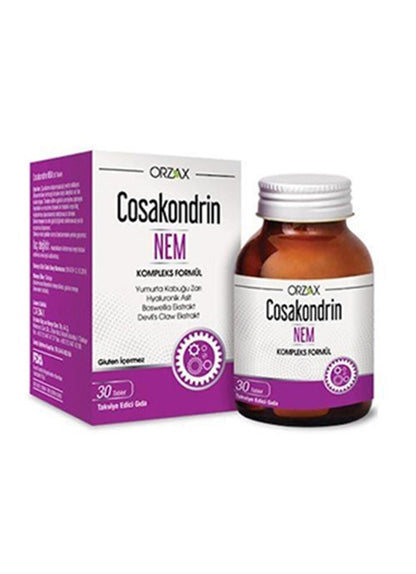 Orzax Cosakondrin Nem - Suplemento para la salud articular con membrana de cáscara de huevo, boswellia y ácido hialurónico - 30 tabletas