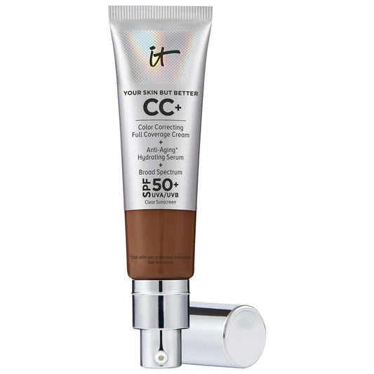 IT Cosmetics CC+ Cream Full Coverage Foundation SPF 50+: Color Correcting, Hydrating & Anti-Aging Makeup for Flawless Skin & Sun Protection