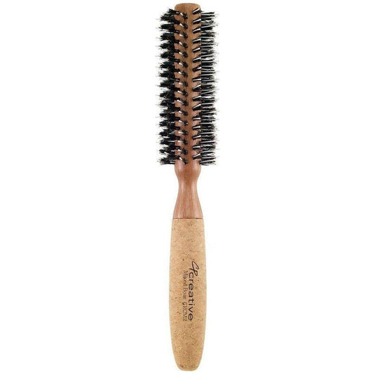 Eco-Friendly Birchwood and Cork Boar Bristle Round Hair Brush Hair Brush Pasteur Pharmacy