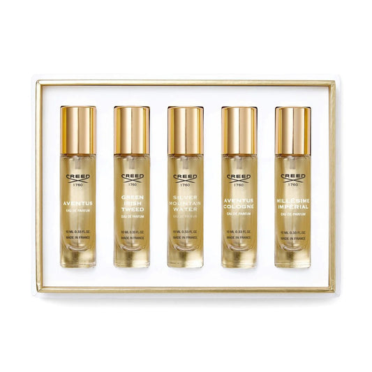 Creed 5 * 0.33 eau de parfum spray set for men: aventus + silver mountain water + aventus cologne + green irish tweed + millesime imperial MEN Fragrant Nest