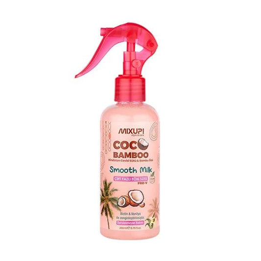 Spray coiffant Cocobamboo Mixup : protection thermique, huile de coco et biotine pour la brillance, anti-frisottis et réparation des dommages - 200 ml