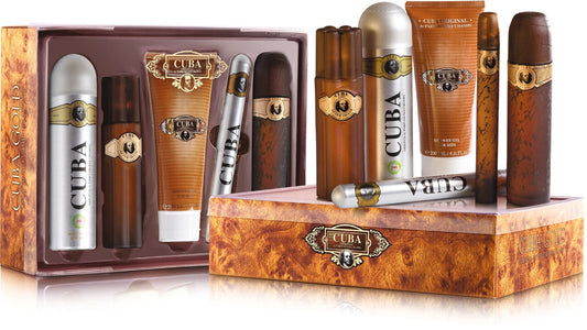 Cuba gold 5 pcs set for men: 3.3 eau de toilette spray + 1.17 eau de toilette spray + 3.3 after shave + 6.7 shower gel + 6.7 body spray Men Fragrant Nest
