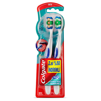 Brosse à dents Colgate 360° Soins bucco-dentaires complets - Brosse à dents manuelle avancée pour un nettoyage complet