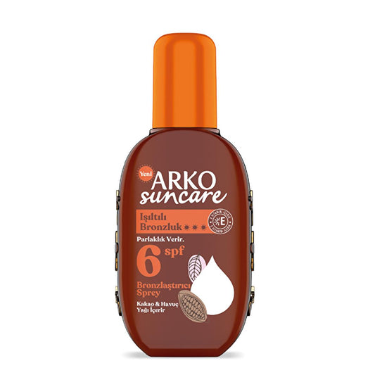 Aceite bronceador Arko Sun Care SPF6: bronceado radiante y duradero para pieles sensibles | Bronceado de zanahoria y cacao respetuoso con los arrecifes