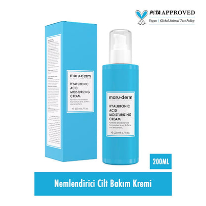 Crème hydratante à l'acide hyaluronique Maruderm - Hydratation intense, anti-âge, lotion visage et corps, sans paraben ni parfum pour peaux sensibles et sèches (200 ml)