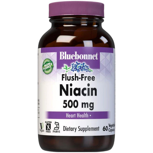 Bluebonnet Flush Free Niacin 500 mg 60 Vegetable Capsules Dietary Supplements Pasteur Pharmacy