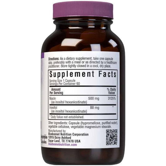 Bluebonnet Flush Free Niacin 500 mg 60 Vegetable Capsules Dietary Supplements Pasteur Pharmacy