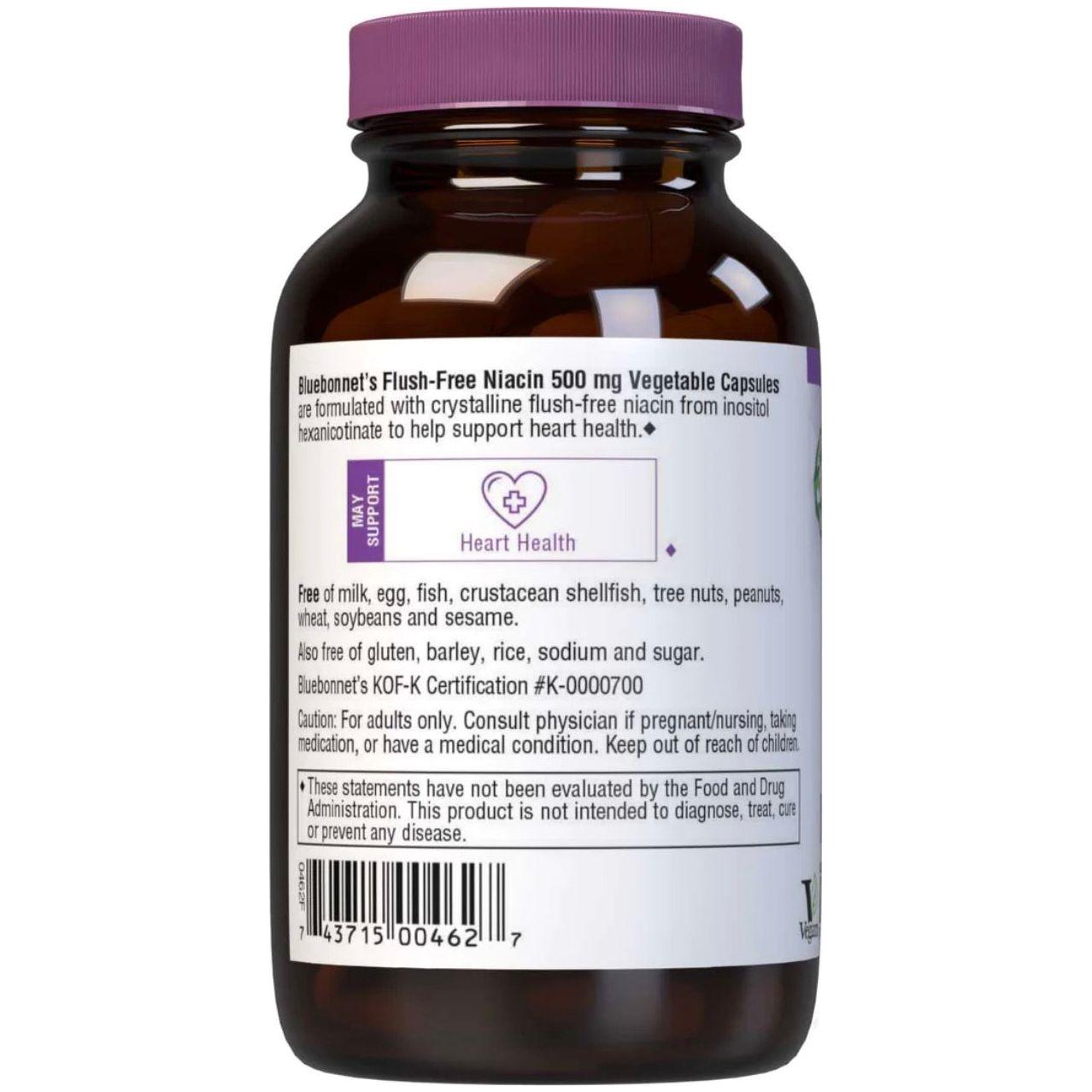 Bluebonnet Flush Free Niacin 500 mg 60 Vegetable Capsules Dietary Supplements Pasteur Pharmacy