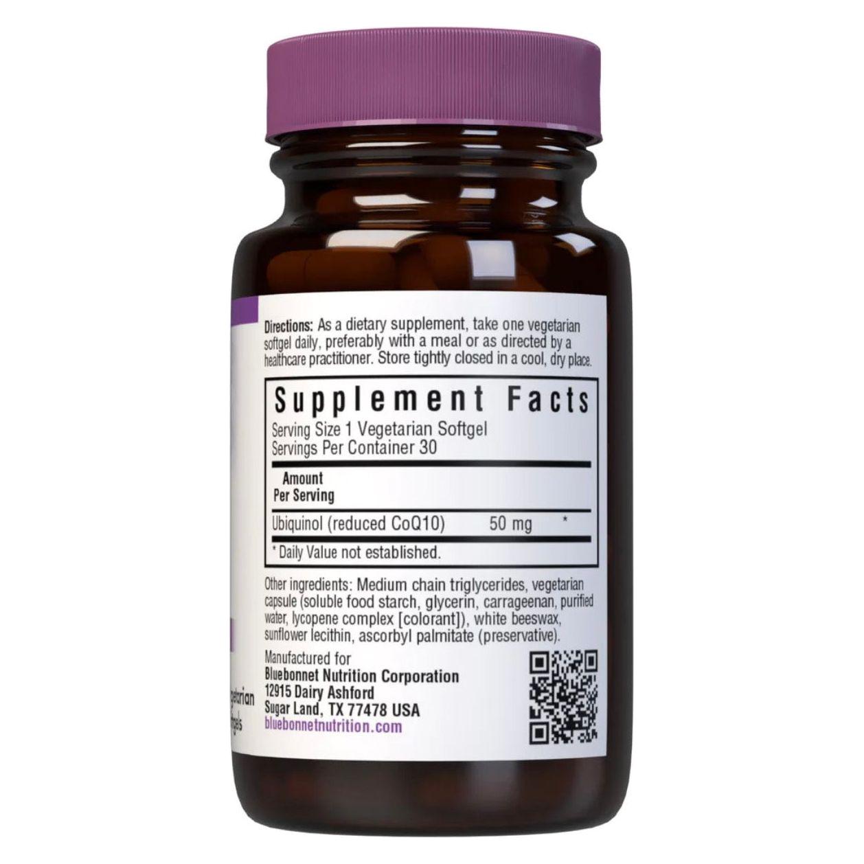 Bluebonnets CellularActive CoQ10 Ubiquinol 50 mg, 30 Vegetarian Softgels Vitamins & Supplements Pasteur Pharmacy