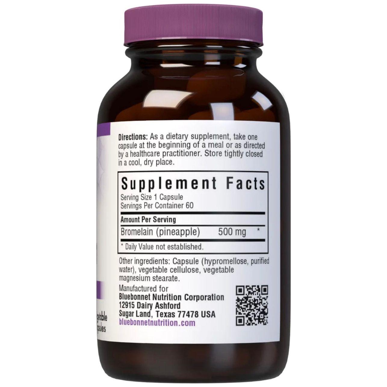 Bluebonnets Super Bromelain 500 mg, 60 Vegetable Capsules Dietary Supplements Pasteur Pharmacy