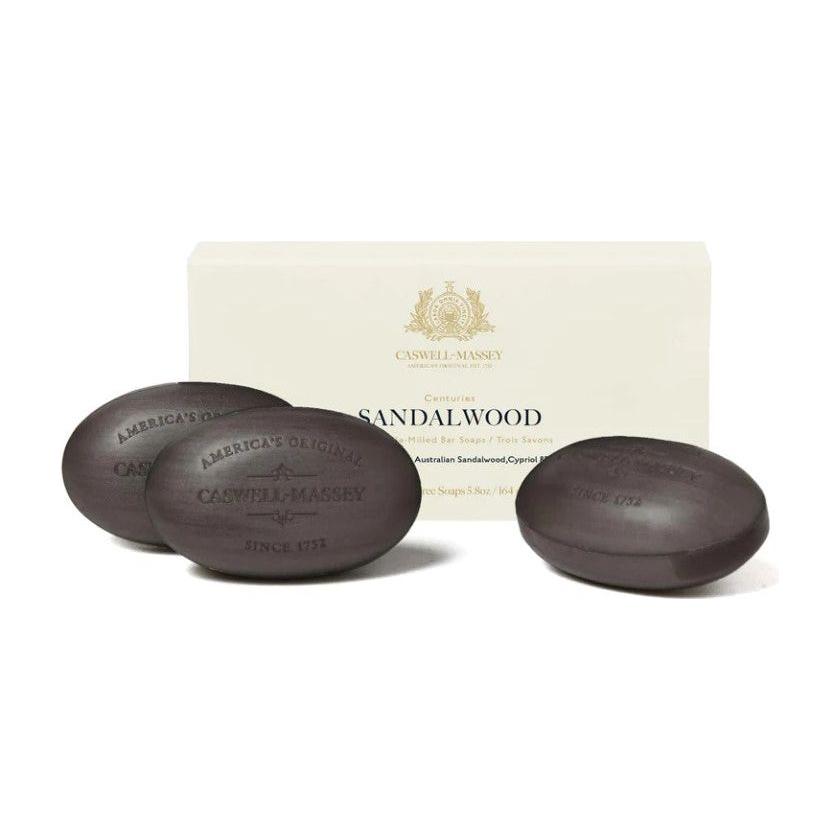 Caswell-Massey Bath Soap Box of Three 5.8 oz Each Bar Collection Bar Soap Pasteur Pharmacy Sandalwood