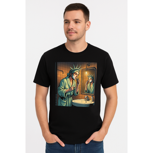 Pasteur Statue of Liberty Shaving – Graphic Black T-Shirt t-shirt Pasteur Pharmacy