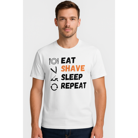 Pasteur Eat Shave Sleep Repeat – White Graphic T-Shirt t-shirt Pasteur Pharmacy