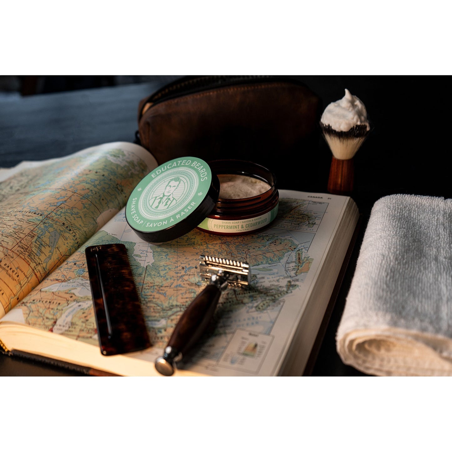 Educated Beards Peppermint & Cedarwood Shave Soap 4 oz Shave Soap Pasteur Pharmacy