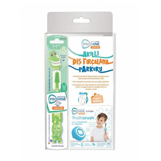 Set de brosses à dents Sensodyne Kids Crocodile : Rendez le brossage amusant grâce au suivi intelligent - Favorise une bonne hygiène dentaire