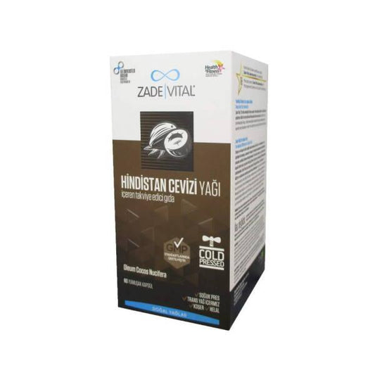 Zade Vital Coconut Oil Supplement - 60 Softgel Capsules, Cold-Pressed, Kosher & Halal Certified