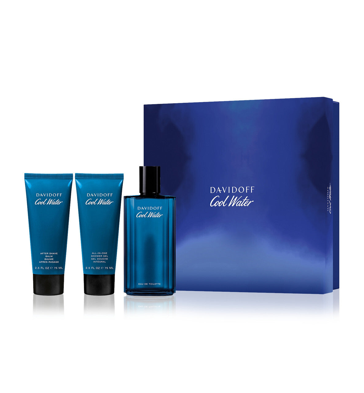 Cool water 3 pcs set for men: 4.2 eau de toilette spray + 2.5 shower gel + 2.5 after shave balm Men Fragrant Nest