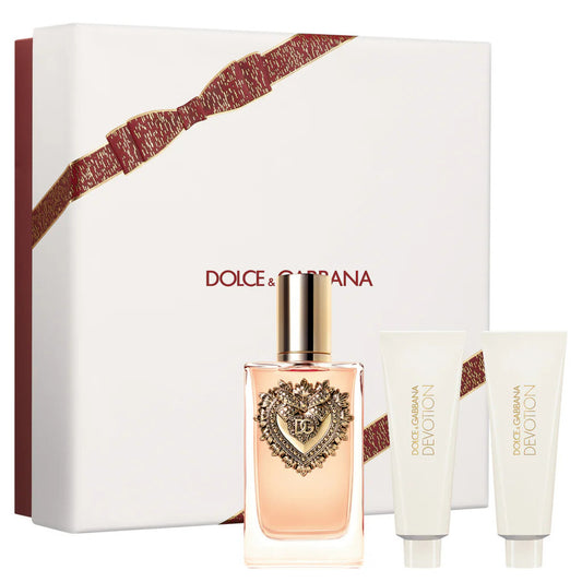 DOLCE & GABBANA DEVOTION 3 PCS SET FOR WOMEN: 3.3 EAU DE PARFUM SPRAY + 1.7 SHOWER GEL + 1.7 BODY LOTION. Women Fragrant Nest