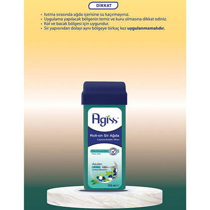 Cire dépilatoire roll-on Agiss à l'azulène : résine 100 % naturelle, sans sucre, application facile pour tous types de peau