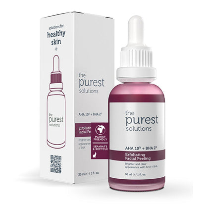 The Purest Solutions Sérum Facial Exfoliante con AHA 10% + BHA 2% - Mejora el Tono de la Piel y Reduce Cicatrices de Acné - 30 ml