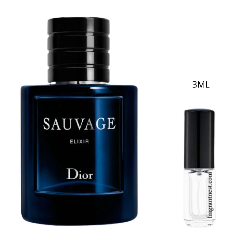 Dior Sauvage Elixir Eau De Parfum Travel Spray | Sample Fragrant Nest 3mL Glass Spray (45 Sprays)