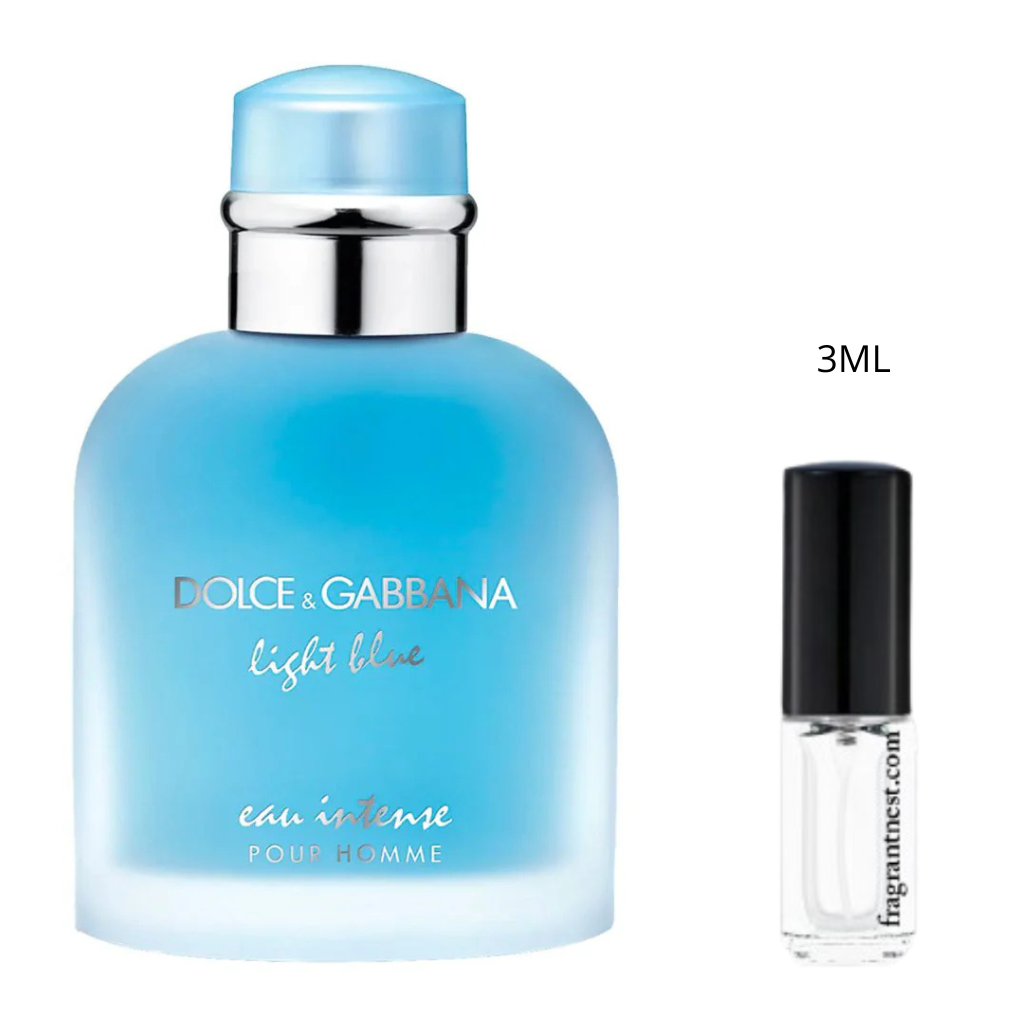Dolce & Gabbana Light Blue Eau Intense Pour Homme Eau De Parfum Travel Spray | Sample Fragrant Nest 3mL Glass Spray (45 Sprays)