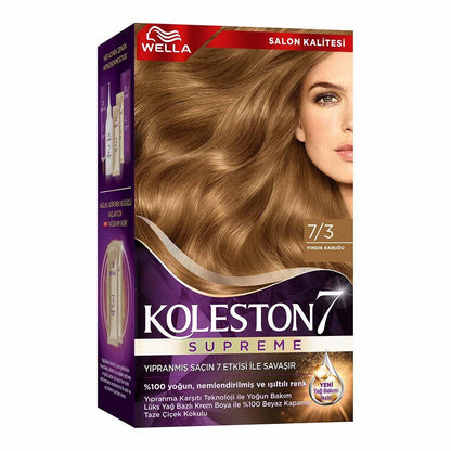 Tinte para el cabello Wella Koleston Supreme 7/3 Avellana: 100% cobertura de canas, color intenso y acondicionamiento, kit de coloración permanente para el hogar