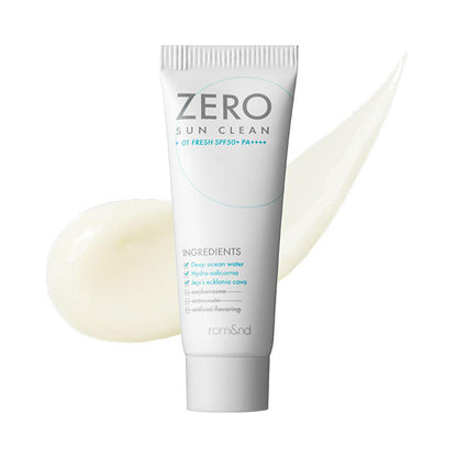 Protector solar rom&nd Zero Sun Clean SPF 50+ - Protección UV suave, sin químicos y compatible con maquillaje