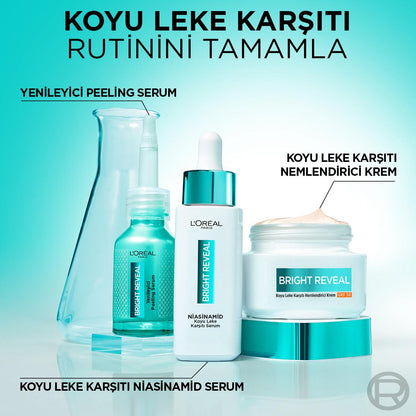 Sérum corrector de manchas oscuras con niacinamida Bright Reveal de L'Oréal Paris: atenúa marcas de acné, manchas solares y de la edad para una piel radiante