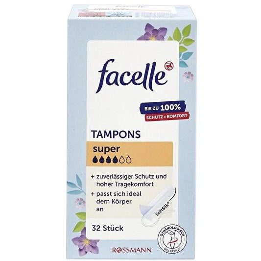 Tampons super absorbants Facelle (32 unités) - Approuvés par des gynécologues pour le confort et la protection
