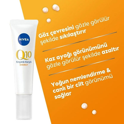 Nivea Q10 Energy Crema para el Contorno de Ojos con Vitamina C: Revitaliza, reafirma y reduce las ojeras - Antiarrugas, para piel sensible