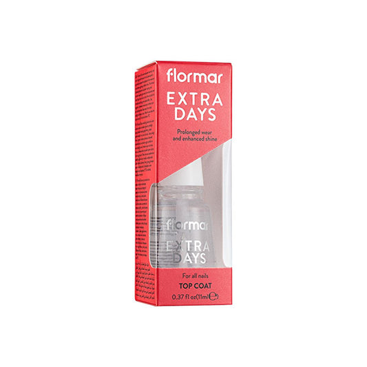 Top Coat pour vernis à ongles Flormar Extra Days - Soin des ongles longue durée, fini brillant, séchage rapide