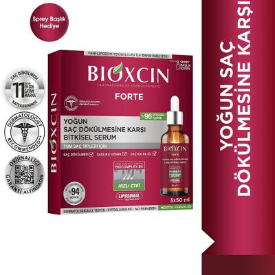 Sérum capilar Bioxcin Forte - Tratamiento anticaída para la pérdida intensa de cabello, 3x50ml