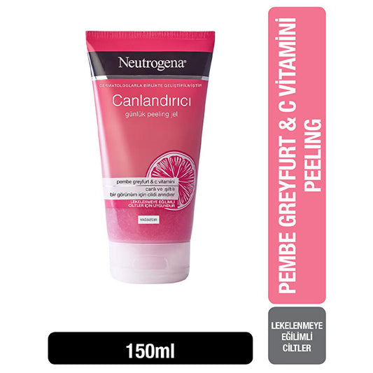 Nettoyant exfoliant visage au pamplemousse rose Neutrogena : traitement contre l'acné et les points noirs avec gel peeling quotidien sans huile